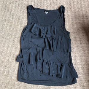 J crew collection grey ruffle sleeveless blouse
